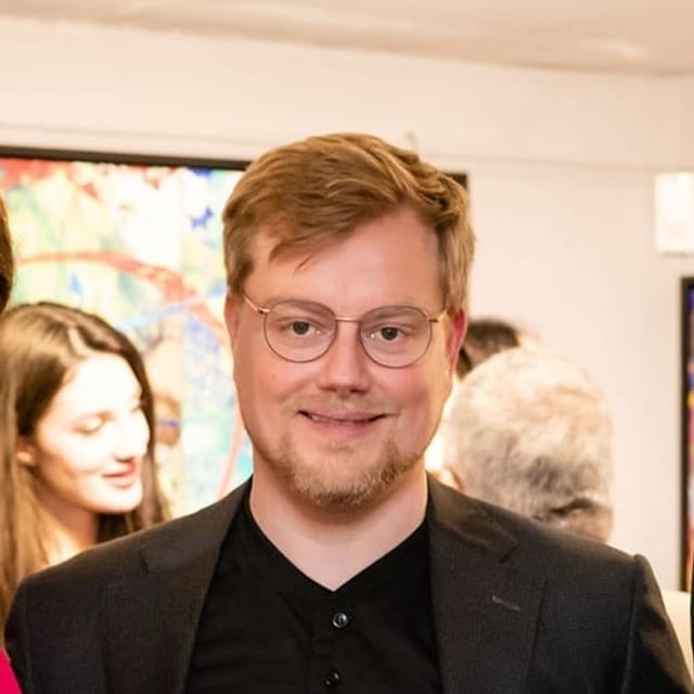 Peter Gagliardi, Director of the London Art Biennale, at Gagliardi Gallery.